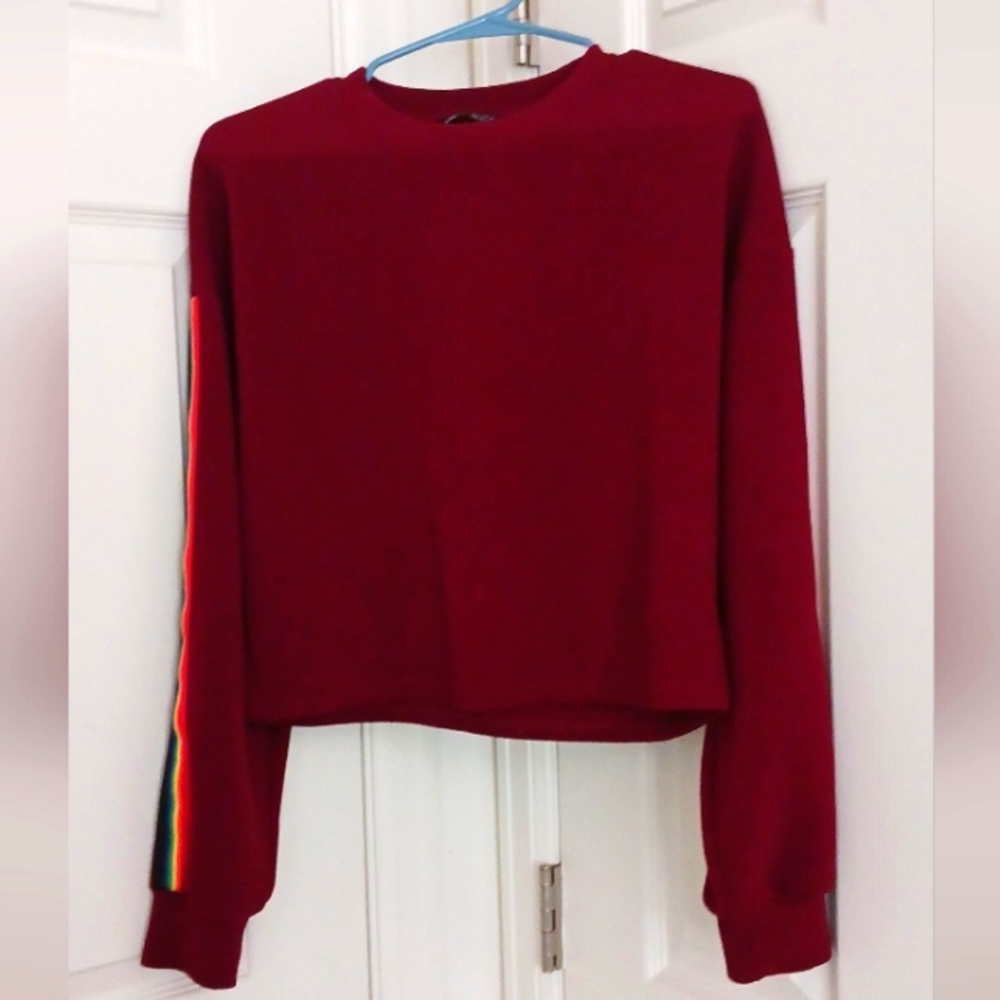 Shein Women's Red/Maroon Long Sleeve Top